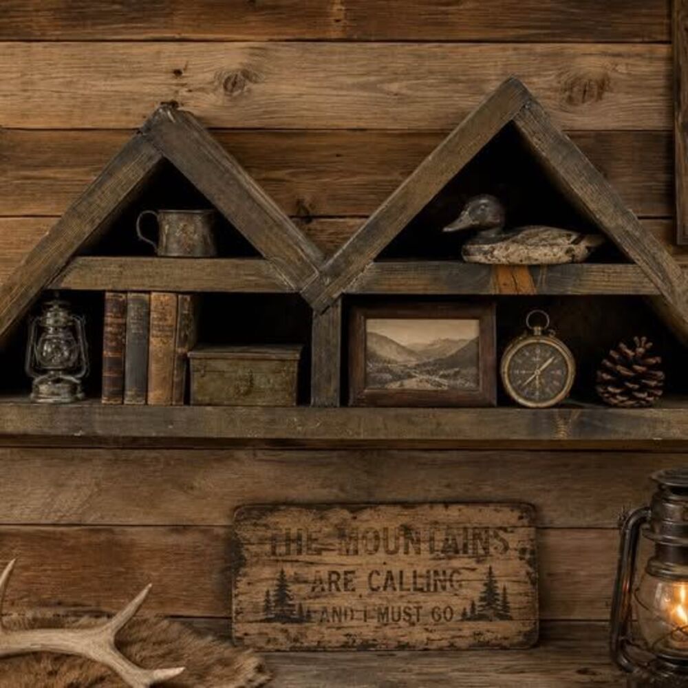 Handmade Rustic Wooden Mountain Peak Shelf